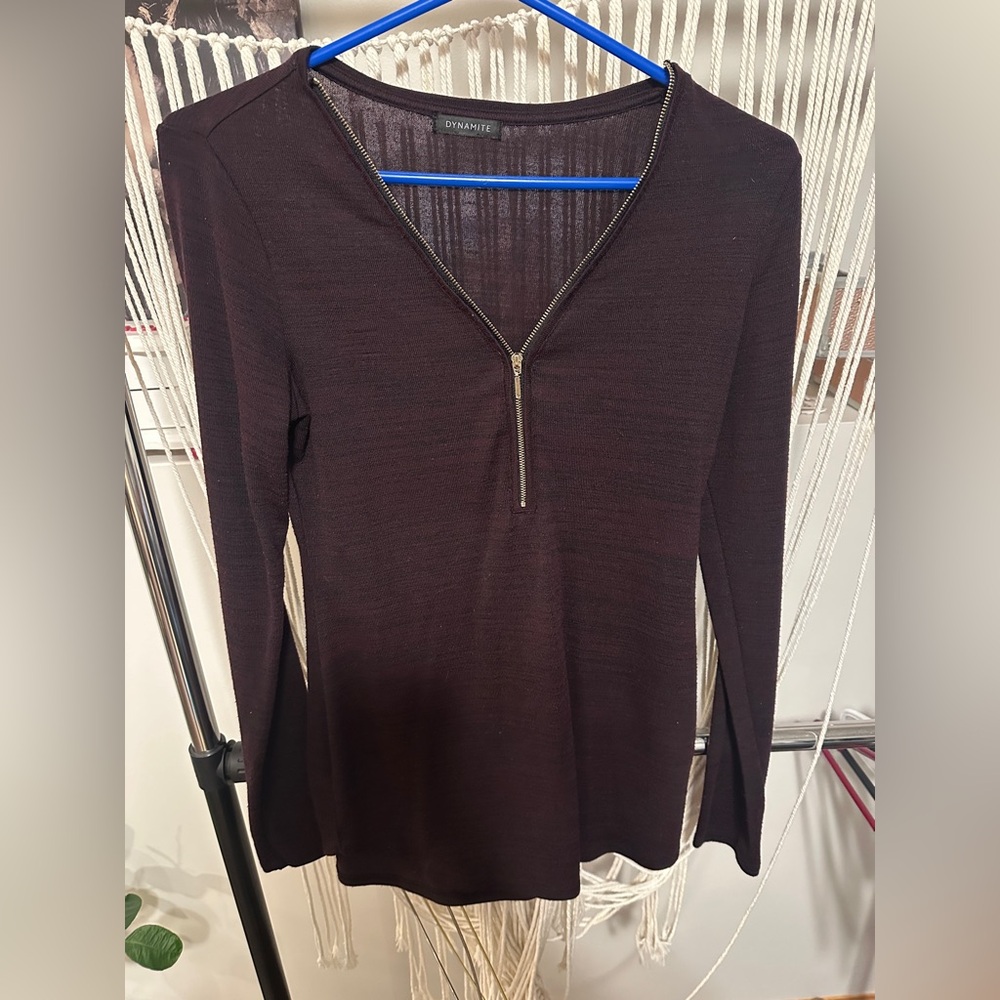 Dynamite Deep Burgundy Long Sleeve Top